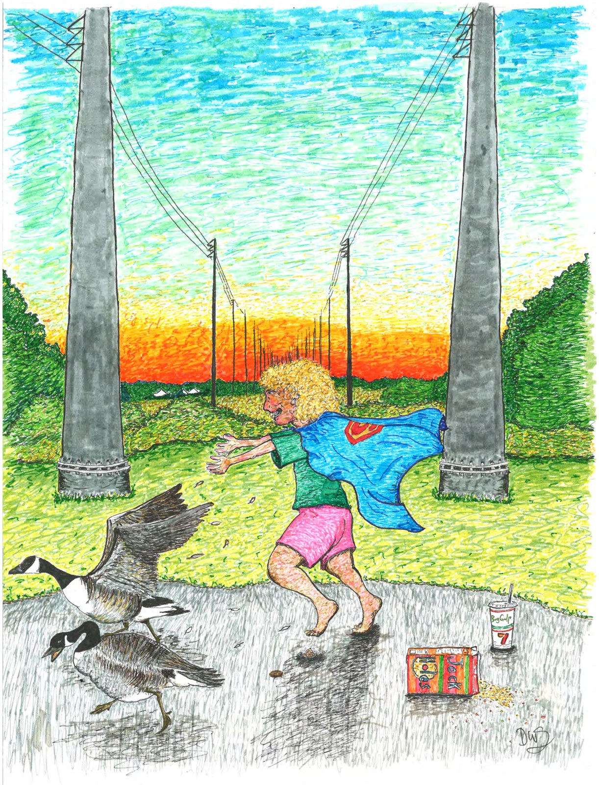 Goose Girl!, a watercolor marker print by Dylan