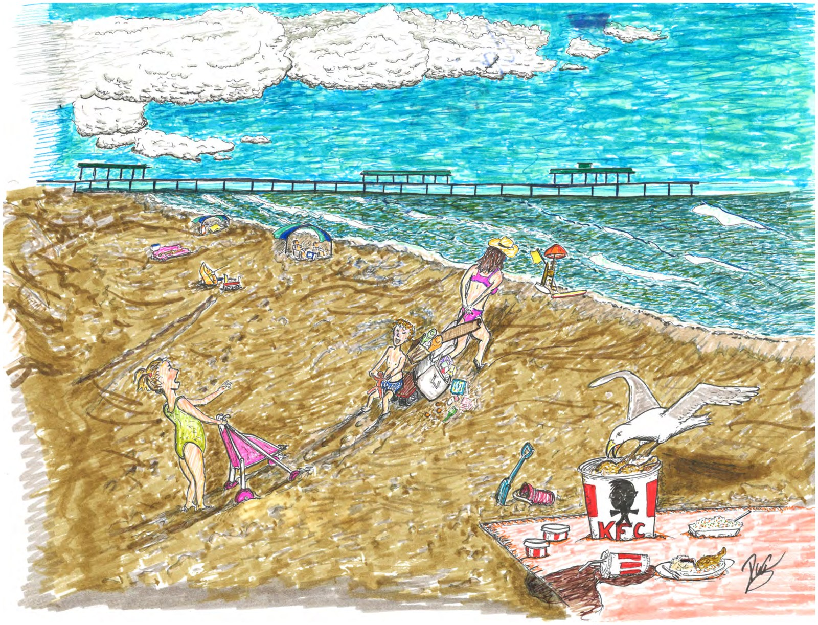 Hot and Fussy, a watercolor marker print by Dylan