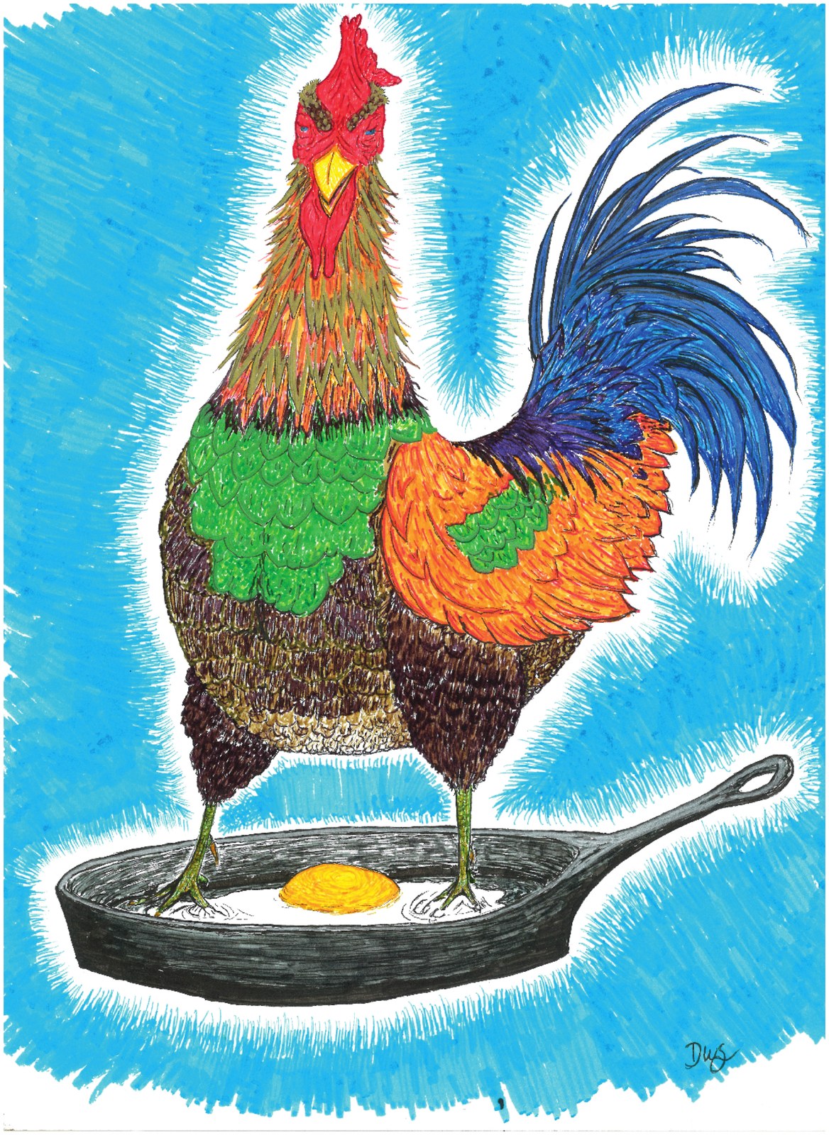 Mi Gallo, a watercolor marker print by Dylan